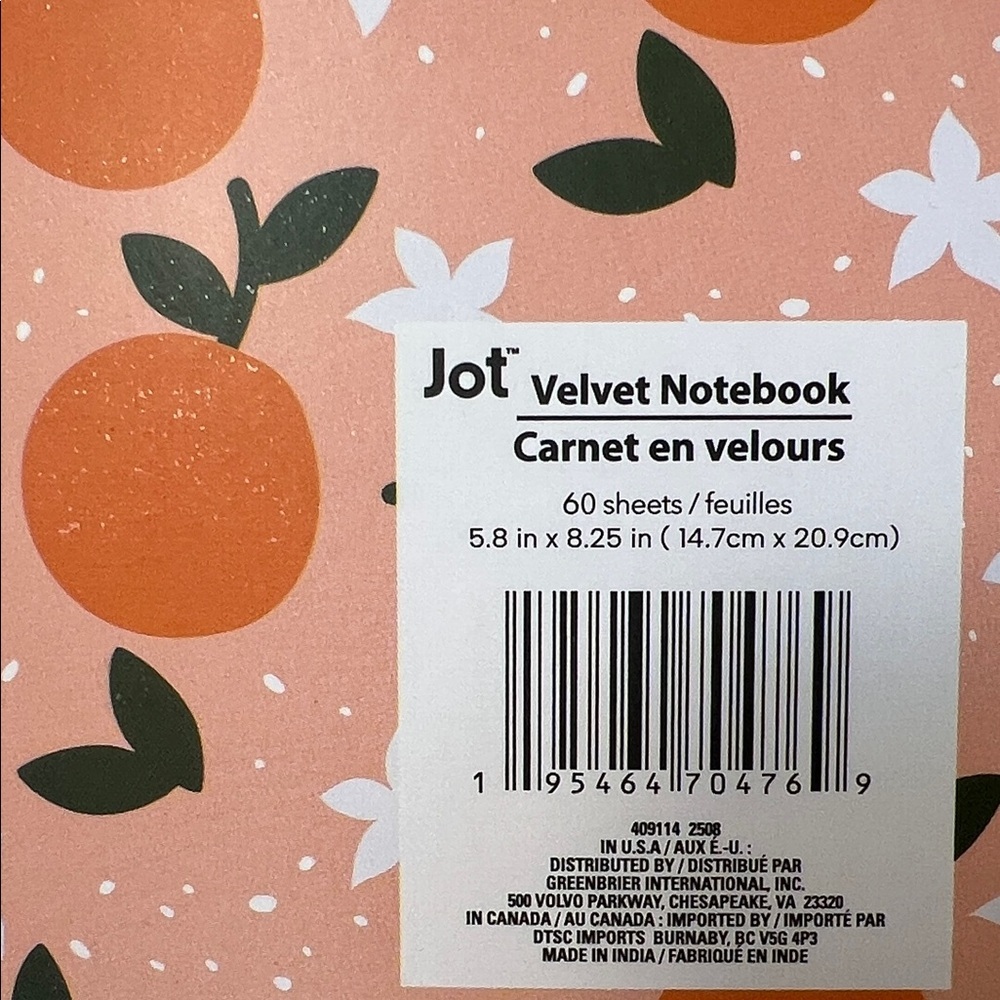 Orange and White Decorative Notebook NWT - Picture 7 of 12
